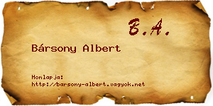 Bársony Albert névjegykártya